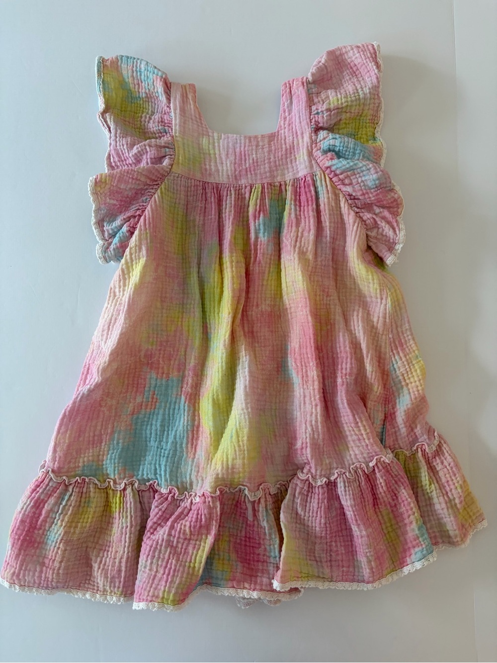 Cheeky Plum Nora Dress Rainbow Brite Tie Dye Pattern Girls Size 6 100% Cotton
